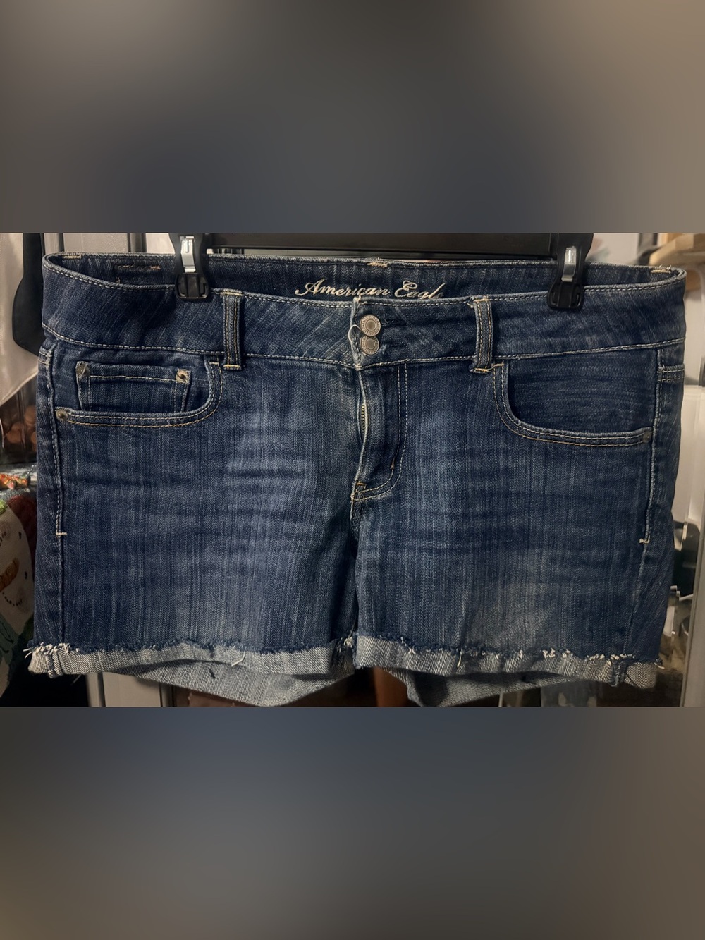 American Eagle Dark Wash Denim Shorts Size 12                          #52